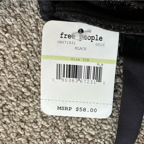NWT 32B Free People black Camilla longline bra - Picture 3 of 5